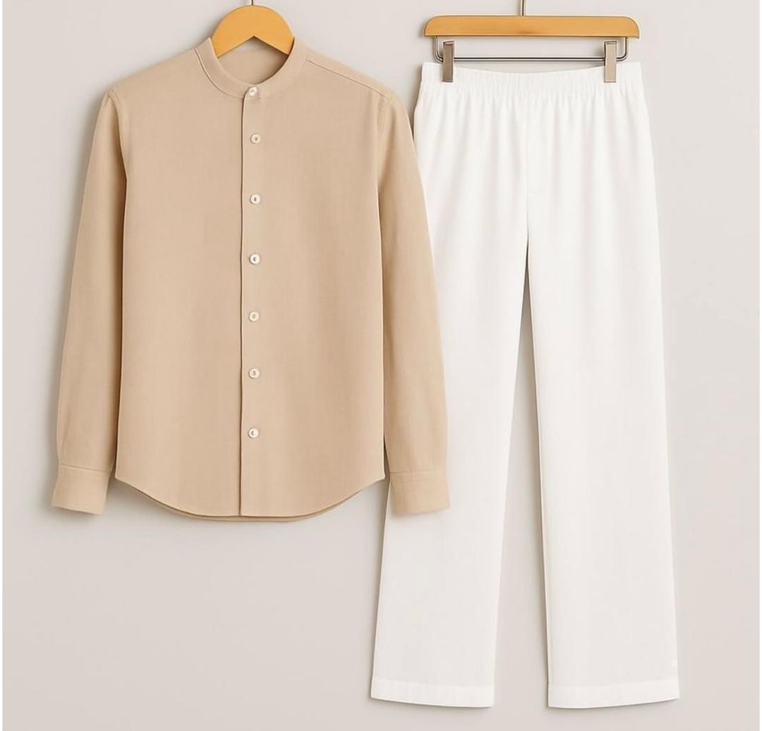 Casual 2 color piece - Cream - Long-sleeved