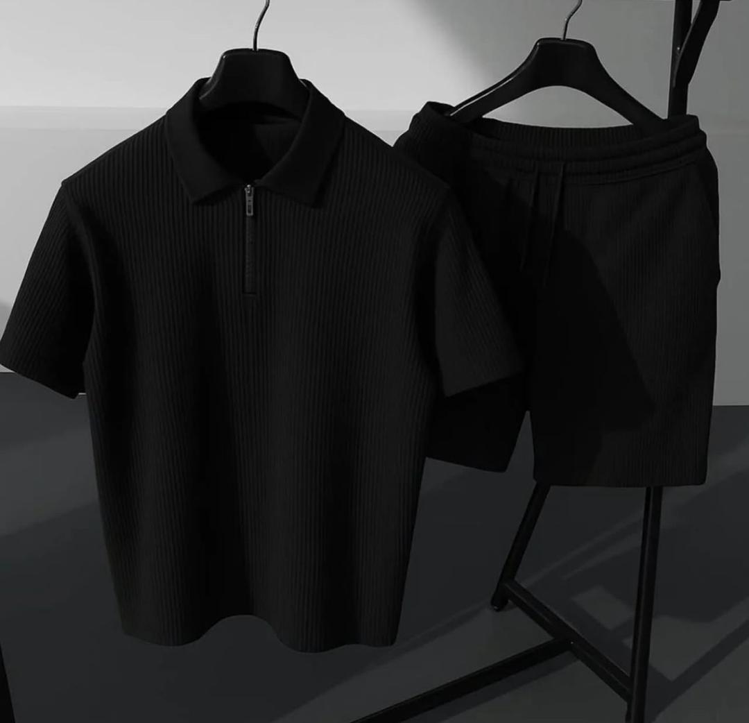 2 piece set - Black short-sleeved