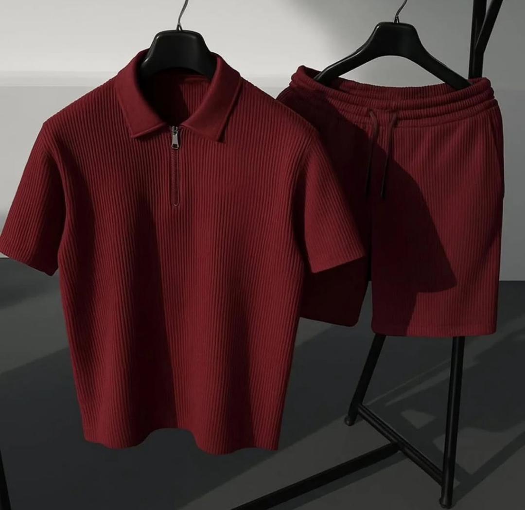 2 piece set - Red short-sleeved